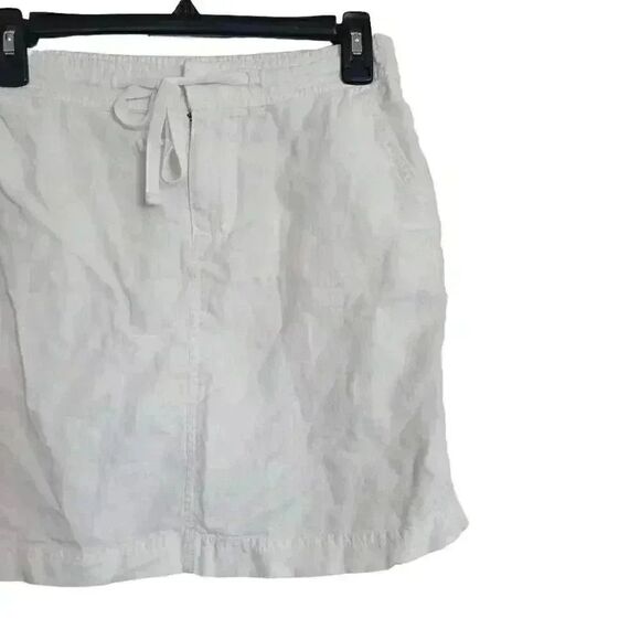 Caslon Women's White Linen Drawstring Skirt w Pockets - Picture 2 of 10